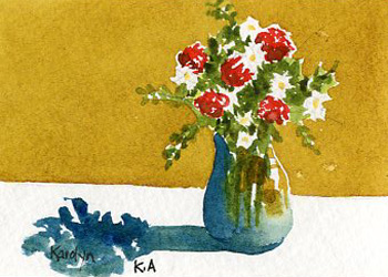 Anniversary Bouquet Karolyn Alexander Whitewater WI watercolor  SOLD